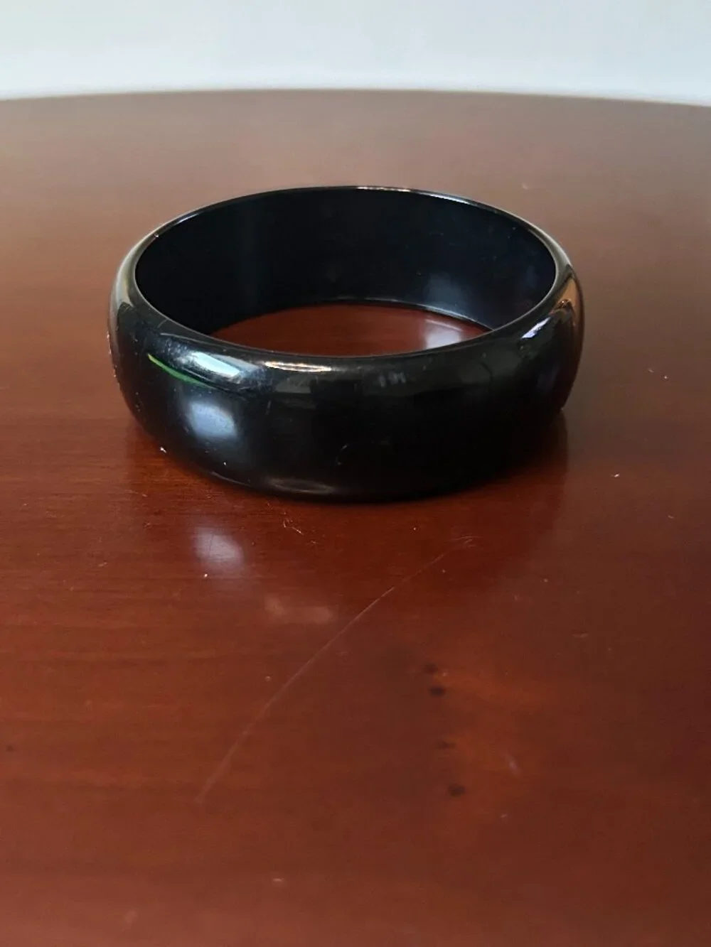 Vintage Black Chunky Domed Bangle Bracelet | Mod Glossy Acrylic Stackable Minima
